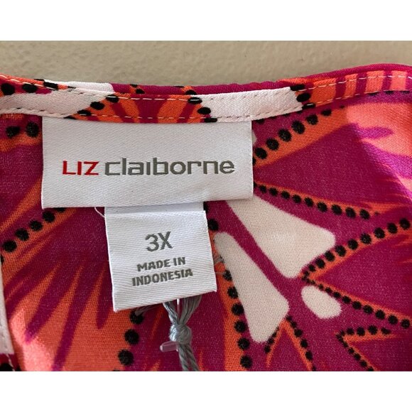NWT Liz Claiborne Kimono Dress Short Sleeve Orange Red Floral 3X - Picture 3 of 11